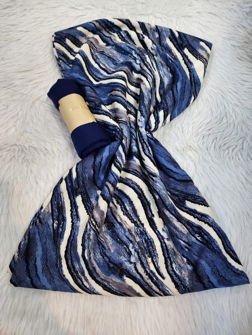 Tissus 2 pièces Motif Marbré Bleu & Blanc