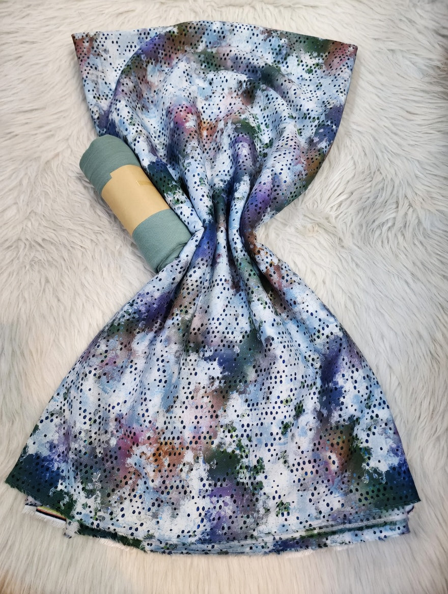 Tissus 2 pièces Motif Aquarelle & Pois Multicolores