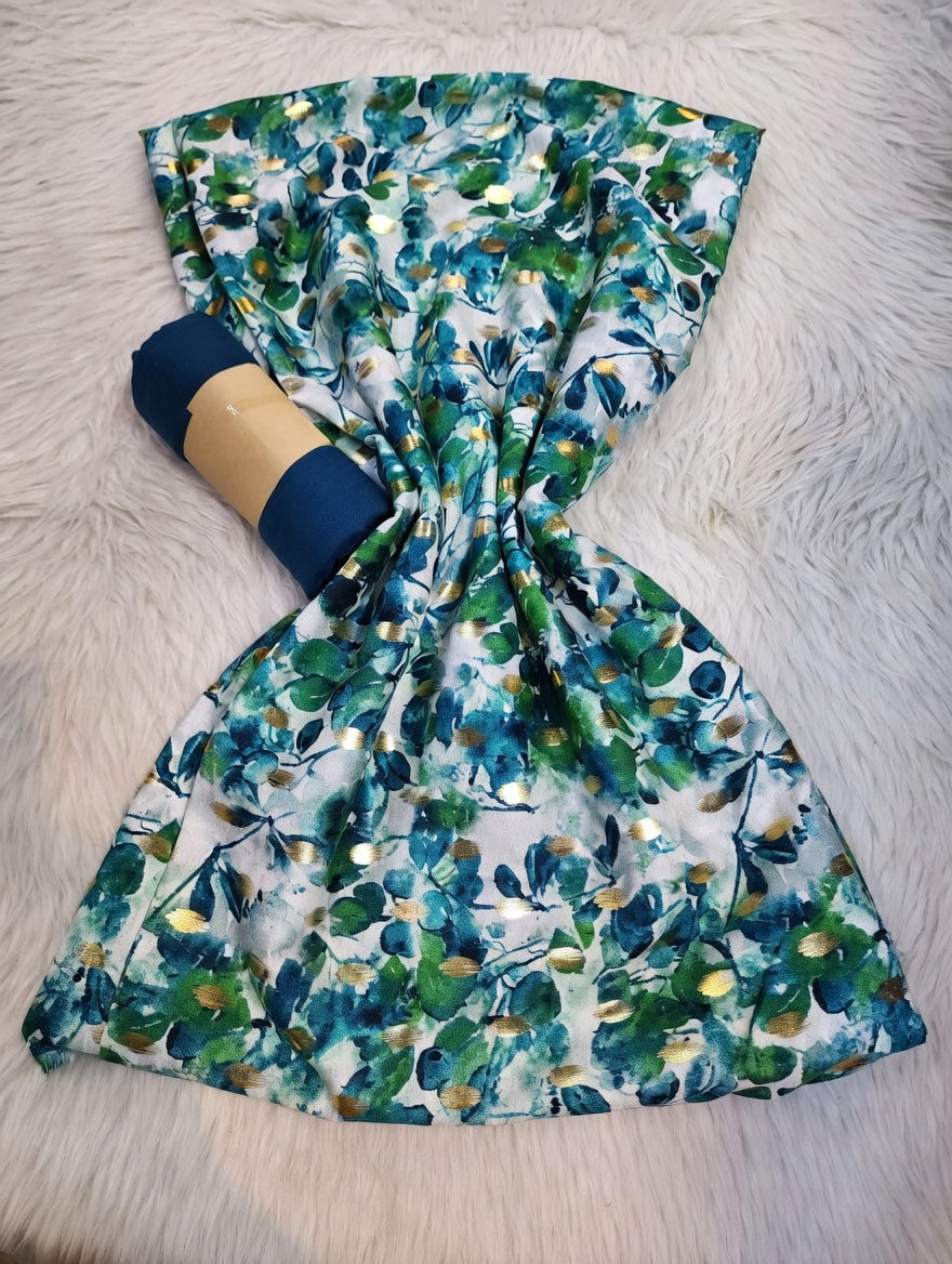 Tissus 2 pièces Floral - Feuilles Vert & Or