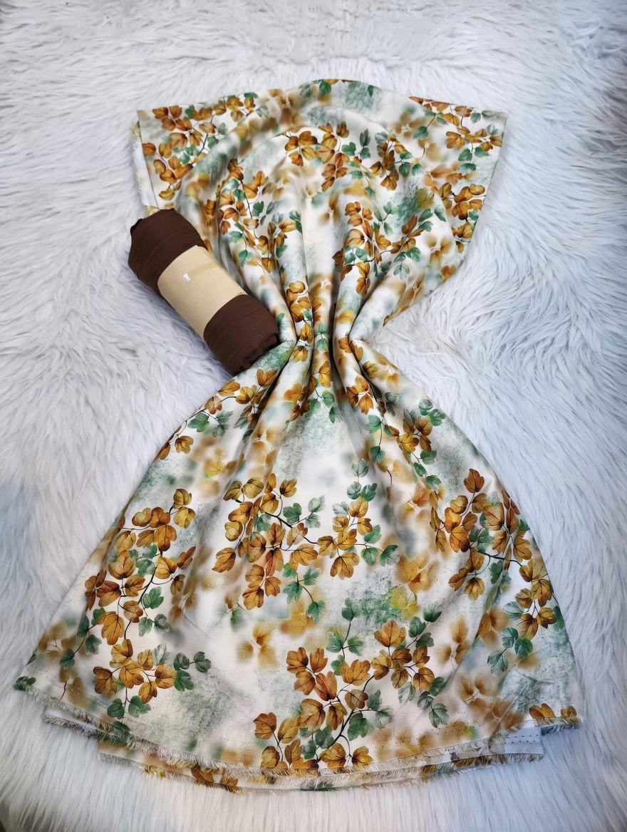 Tissus 2 pièces Floral Automnal - Feuilles Orange & Vert