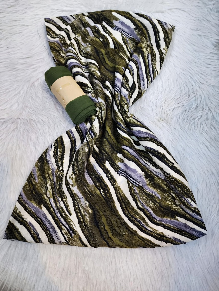 Tissus 2 pièces Luxe Marbré - Vert Kaki & Violet