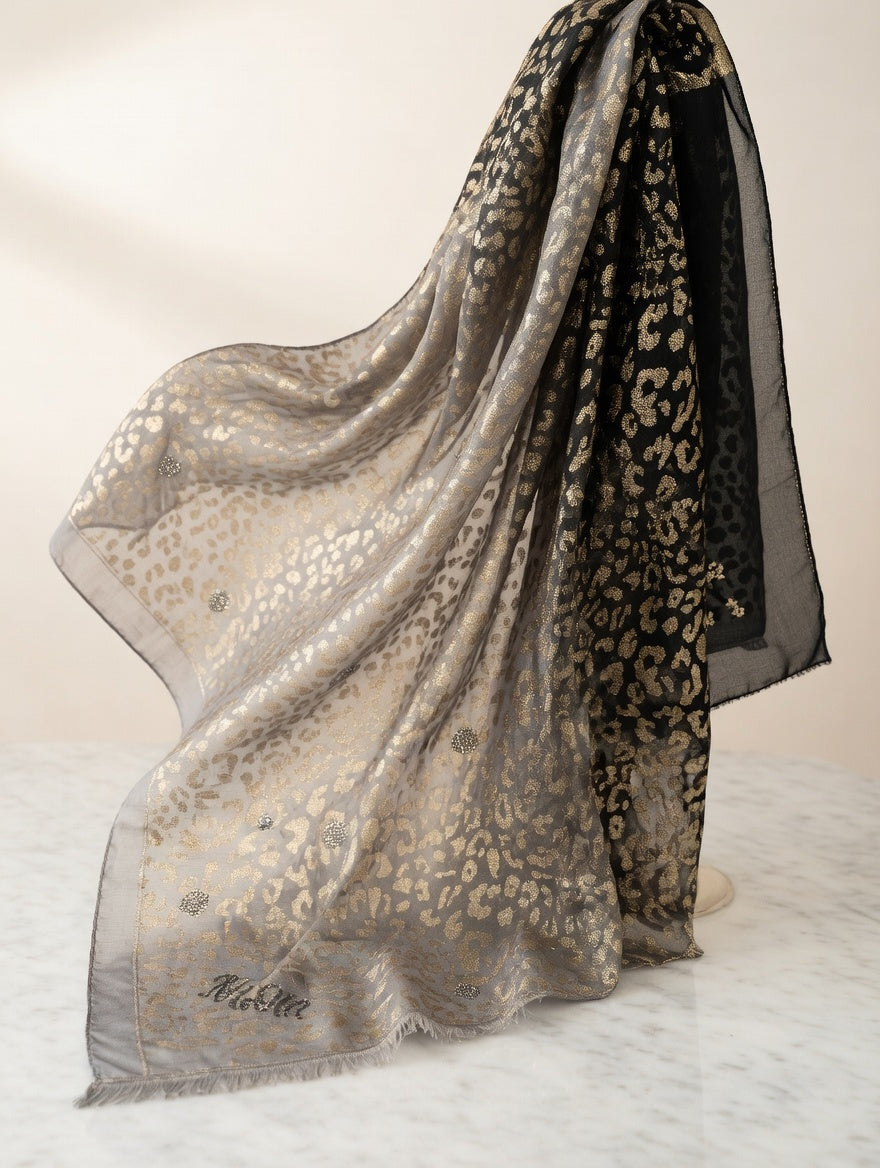 Foulard Léopard Doré Métallisé