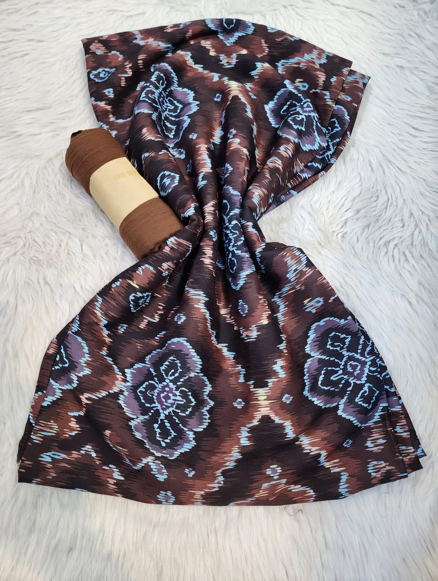 Tissus 2 pièces Ikat Floral - Brun & Violet