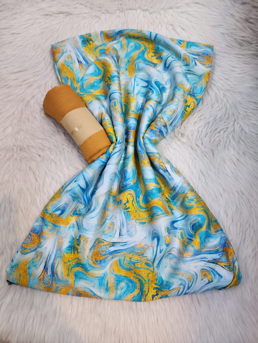 Tissus 2 pièces Luxe Marbré - Bleu & Or