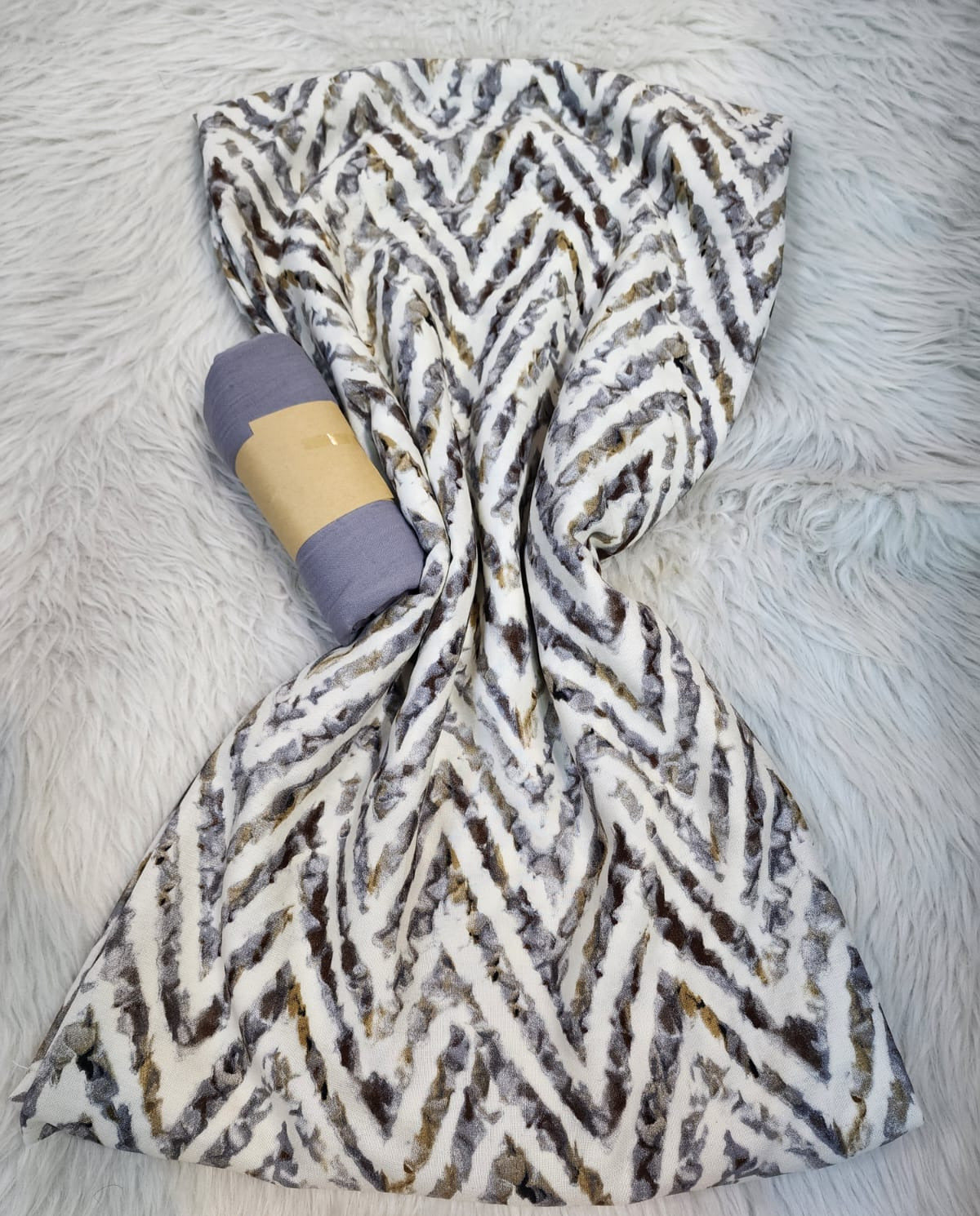 Tissus 2 pièces  Zigzag Chevron Marbré - Beige & Or